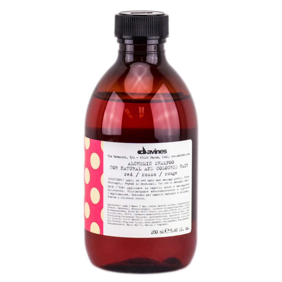 Davines Шампунь Алхимик для натуральных и окрашенных волос Alchemic Shampoo for natural and coloured hair, тон red (красный), 250 млMP59.4D Davines Шампунь Алхимик для натуральных и окрашенных волос Alchemic Shampoo for natural and coloured hair, тон red (красный), 250 млMP59.4DФормула шампуня разработана для бережного очищения и поддержания цвета волос красных или махагоновых оттенков. Витамины и молочные протеины помогают поддерживать естественную красоту, эластичность, увлажняют и питают волосы. Усиливает эффект шампуня кондиционер Alchemic (red). Подходит для натуральных и окрашенных волос.