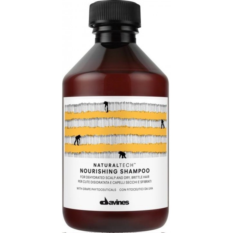 Davines Питательный шампунь New Natural Tech Nourishing Shampoo, 250 млAC-1121RD Davines Питательный шампунь New Natural Tech Nourishing Shampoo, 250 млAC-1121RDПитательный шампунь предназначен для очень сухой кожи головы и ломких хрупких волос. Благодаря кремообразной текстуре получается густая пена, которую удобно наносить. Смесь из поверхностно-активных веществ легко очищает волосы. В шампуне также содержится богатый полифенолами фитоактив винограда, очень мощный антиоксидант. Эфирные масла мандарина, горького апельсина и иланг-иланга хорошо укрепляют волосы. рН 5,5.