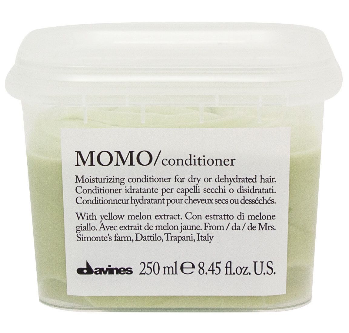 Davines Увлажняющий кондиционер, облегчающий расчесывание волос Essential Haircare New Momo Conditioner, 250 мл47423 Davines Увлажняющий кондиционер, облегчающий расчесывание волос Essential Haircare New Momo Conditioner, 250 мл47423Специальная серия для сухих и обезвоженных волос. Натуральный экстракт желтой дыни насыщает волосы витаминами, минеральными солями. Волосы увлажнены надолго. Нормализуется функционирование кожи головы. Приятный свежий аромат успокаивает и настраивает на позитивный лад.