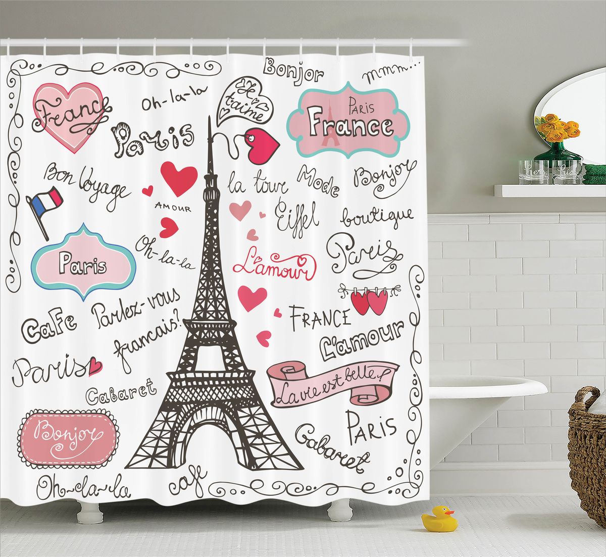 Штора для ванной комнаты Magic Lady Paris lamour, 180 х 200 см531-105 Штора для ванной комнаты Magic Lady Paris lamour, 180 х 200 см531-105Штора Magic Lady Paris lamour, изготовленная из высококачественного сатена (полиэстер 100%), отлично дополнит любой интерьер ванной комнаты. При изготовлении используются специальные гипоаллергенные чернила для прямой печати по ткани, безопасные для человека.В комплекте: 1 штора, 12 крючков. Обращаем ваше внимание, фактический цвет изделия может незначительно отличаться от представленного на фото.