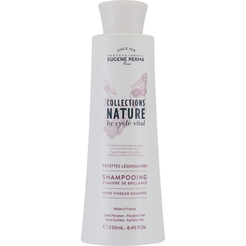 Eugene Perma Cycle Vital Nature Shampooing Vinaigre de BrИзраильlance - Шампунь с уксусом для блеска волос 250 млFS-00897 Eugene Perma Cycle Vital Nature Shampooing Vinaigre de BrИзраильlance - Шампунь с уксусом для блеска волос 250 млFS-00897Шампунь с уксусом для блеска волос Shampooing Vignaigre Brillance Nature by Cycle Vital Eugene PermaОрганическая малина из Долины Роны и Лаванда из ПровансаПридает волосам гладкость и блеск.С конца восемнадцатого века, фруктовый уксус используется для очищения и придания волосам интенсивного блеска.