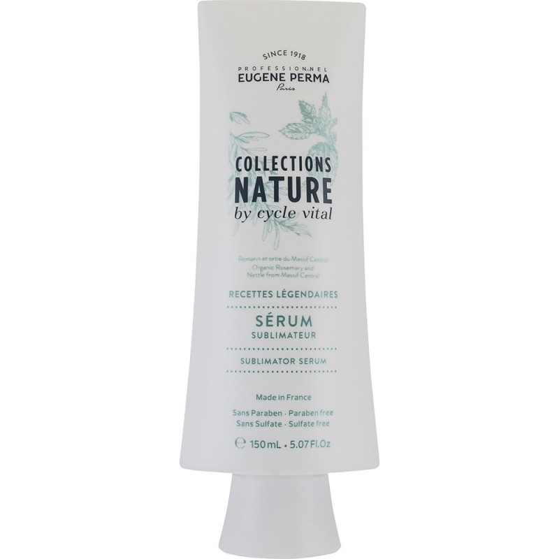 Eugene Perma Cycle Vital Nature Serum Sublimateur - Сыворотка для блеска и упругости волос 150 млMP59.4D Eugene Perma Cycle Vital Nature Serum Sublimateur - Сыворотка для блеска и упругости волос 150 млMP59.4DСыворотка для блеска и упругости волос Serum Sublimateur Nature by Cycle Vital Eugene Perma. Розмарин и крапива из Центрального массива. Придает волосам силу и блеск. Не смывать.Богатые минералами и микроэлементами лекарственные травы с давних времен являются признанными союзниками в поддержании красоты и здоровья волос.