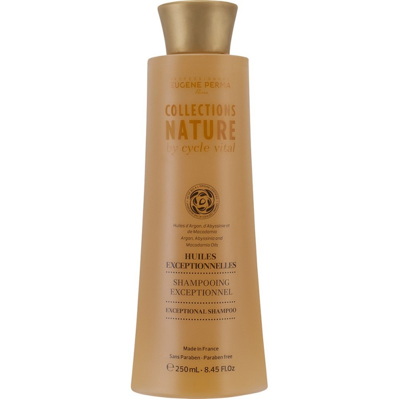 Eugene Perma Cycle Vital Nature Shampooing Exceptionnel - Шампунь для волос питательный с маслами тропических деревьев 250 млMP59.4D Eugene Perma Cycle Vital Nature Shampooing Exceptionnel - Шампунь для волос питательный с маслами тропических деревьев 250 млMP59.4DШампунь для волос питательный с маслами тропических деревьев Shampooing Exceptionnel Nature by Cycle Vital Eugene PermaДеликатно удаляет с волос и кожи головы загрязнения, интенсивно питает и восстанавливает поврежденные волосы. Возвращает эластичность и естественный тонус. Придает интенсивный блеск. Исключительный уход за любым типом волос.Масло арганы, абиссинское масло, масло макадамииТрио растительных масел из солнечных земель Африки и Австралии собранные вместе в стремлении создать настоящее сокровище. Выраженный омолаживающий и косметический эффект, несравненная мягкость и интенсивный блеск.
