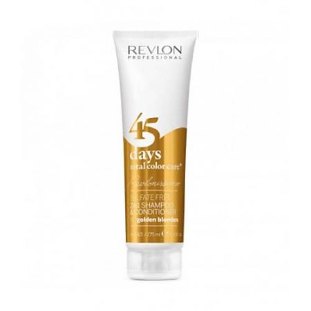 Revlon Professional RCC Shampoo and Conditioner Golden Blondes – Шампунь-кондиционер для золотистых блондированных оттенков 275 млFS-00897 Revlon Professional RCC Shampoo and Conditioner Golden Blondes – Шампунь-кондиционер для золотистых блондированных оттенков 275 млFS-00897Revlon Professional RCC Shampoo Conditioner Golden Blondes Шампунь-кондиционер для золотистых блондированных оттенковНовейший шампунь-кондиционер от компании Revlon создан по уникальной формуле, которая гарантирует сохранение насыщенности цвета окрашенных волос на протяжении 45 дней. Средство отлично подходит для ежедневного применения и полноценного ухода за волосами. Благодаря входящему в состав экстракту клюквы волосы приобретают прекрасный блеск, получают защиту от термических воздействий и ярких УФ-солнечных лучей, а также данный экстракт обладает мощным антиоксидантным свойством. Провитамин В5 осуществляет восстановление структуры волос, придаёт им эффектный объём, устраняет ломкость и облегчает расчёсывание.Шампунь-кондиционер Ревлон не содержит сульфатов, парабенов и гипоаллергенен, имеет мягкую текстуру и приятный бархатистый запах.