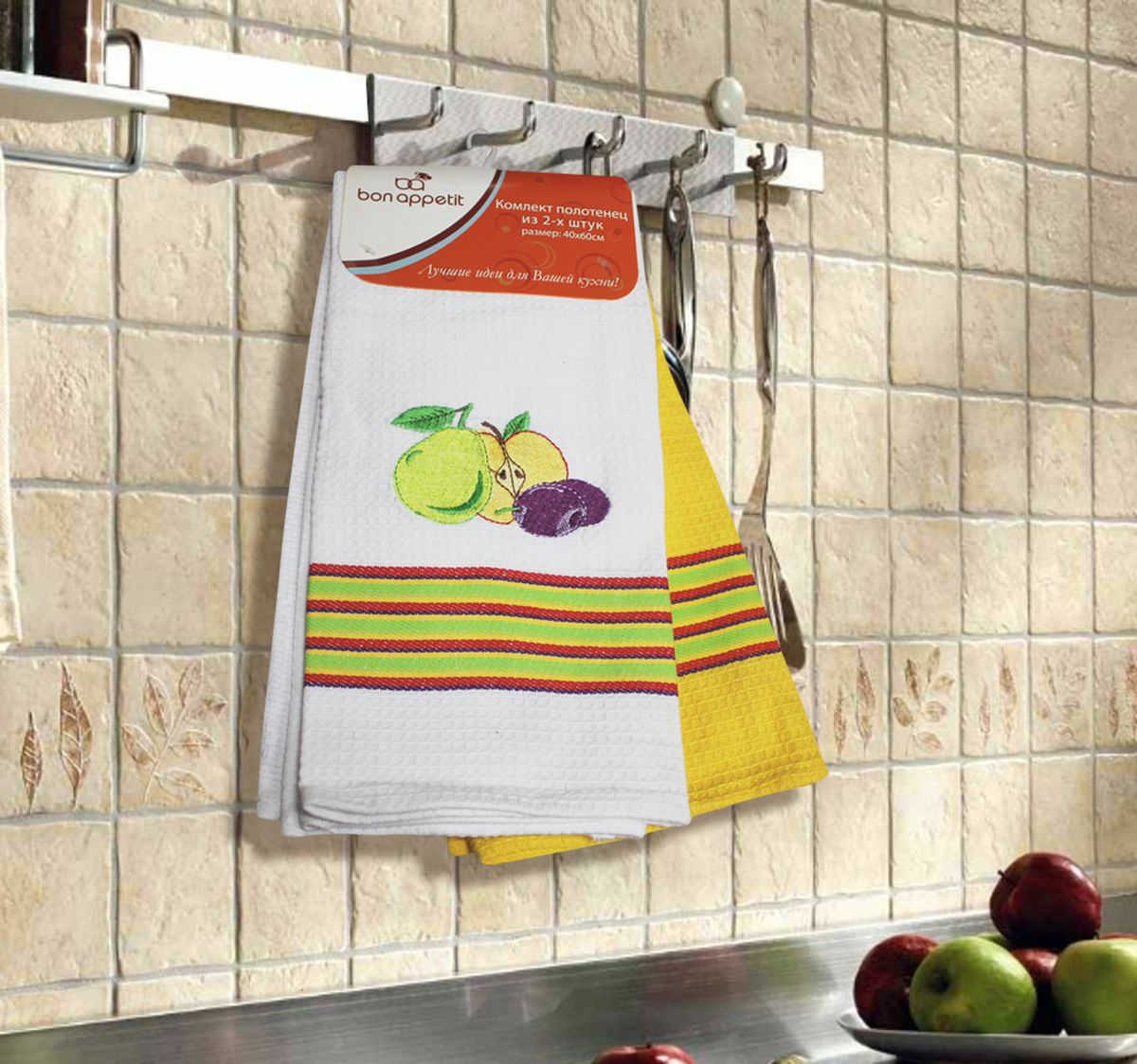 Набор кухонных полотенец Bon Appetit Fruits, цвет: желтый, 2 штK100 Набор кухонных полотенец Bon Appetit Fruits, цвет: желтый, 2 штK100Кухонные Полотенца Bon Appetit - В помощь хозяйке на кухне!!! Кухонные Полотенца Bon Appetit идеально дополнят интерьер вашей кухни и создадут атмосферу уюта и комфорта. Полотенца выполнены из натурального 100% Хлопка, поэтому являются экологически чистыми. Качество материала гарантирует безопасность не только взрослых, но и самых маленьких членов семьи. Bon Appetit – Интерьер и Практичность Современной Кухни!
