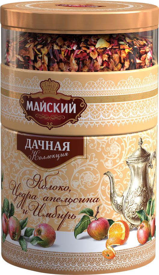 Майский Дачная Коллекция Яблоко-цедра-имбирь ароматизированный листовой чай, 100 г0120710 Майский Дачная Коллекция Яблоко-цедра-имбирь ароматизированный листовой чай, 100 г0120710Уникальное предложение! Набор для заваривания. Вы сами можете смешать по вкусу ингредиенты: ароматное яблоко, шиповник, цедру апельсина, имбирь и цейлонский чай.