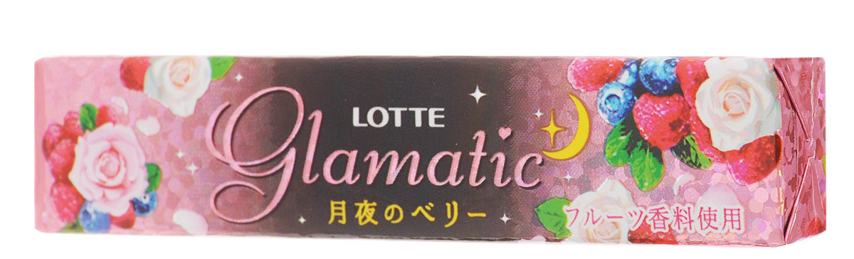 Lotte Glamatic Berry Moonlight жевательная резинка, 21 г0120710 Lotte Glamatic Berry Moonlight жевательная резинка, 21 г0120710Lotte Glamatic Berry Moonlight - это прекрасный аромат лепестков розы и дурманящий запах из ягодного коктейля. Сначала улавливаются ноты черники и клубники, а чуть позже раскрывается аромат розы! Glamatic Berry Moonlight - красиво, ароматно, гламурно и очень вкусно!