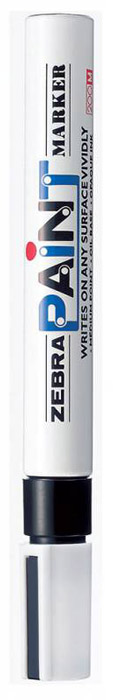 Zebra Маркер перманентный Paint черный72523WD Zebra Маркер перманентный Paint черный72523WDМаркер перманентный Paint с износоустойчивым амортизированным наконечником станет незаменимым аксессуаром в учебе или работе.Маркер содержит жидкие чернила черного цвета, которые обеспечивают ровные и четкие линии. Насыщенный цвет сплошной линии, оставляемый маркером, не зависит от цвета окрашиваемой поверхности. Маркер перманентный Paint пишет на любой поверхности.