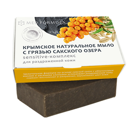 Мануфактура Дом природы Мыло с грязью Сакского озера «Sensitive-комплекс», 100 г0014new Мануфактура Дом природы Мыло с грязью Сакского озера «Sensitive-комплекс», 100 г0014newMED-formula «Sensitive-комплекс» содержит лечебную грязь Сакского озера, дополненную сбалансированным комплексом природных компонентов, разработанным для ухода за жирной кожей. Масло облепихи обладает замечательным смягчающим, увлажняющим и питательным действием, бережно ухаживает, снимает шелушения, помогает выровнять цвет кожи, слегка отбеливая и осветляя пигментированные участки. Овсянка помогает успокоить кожу, увлажняет ее. Экстракты череды и ромашки обладают мощным противовоспалительным свойством. Эфирные масла чабреца, мандарина и лаванды мягко дезинфицируют и успокаивают.