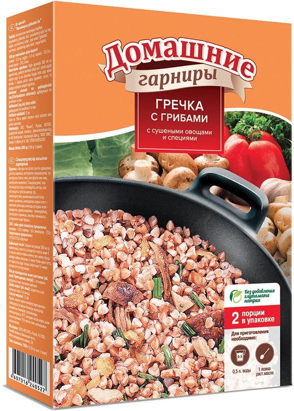 Увелка гарнир гречка с грибами, 2 пакетика по 150 г0120710 Увелка гарнир гречка с грибами, 2 пакетика по 150 г0120710Гречка содержит витамины группы В, большое количество микроэлементов. Она улучшает пищеварение и самочувствие, увеличивает работоспособность. Гречневая крупа отличается мягкостью, содержанием достаточного количества микроэлементов и витаминов. А содержание в гречке клетчатки способствует выведению вредных веществ из организма.Добавка грибов, пряностей, овощей обогащает блюдо аминокислотами, витаминами, повышает биологическую ценность и улучшает усвояемость, тем самым повышая пользу продукта для организма. Рассыпчатая гречка с грибами имеет изысканный вкус и может подаваться к столу как основное блюдо.