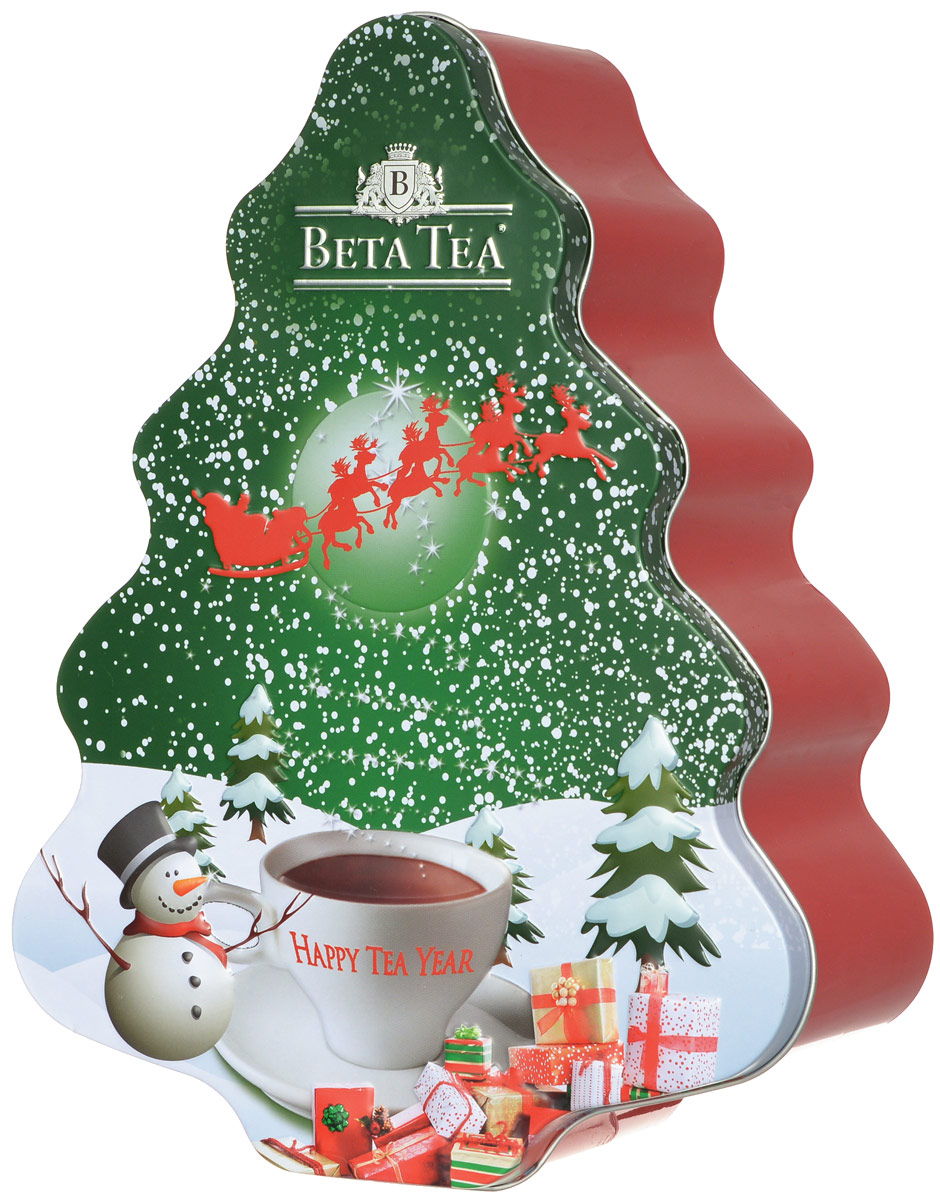 Beta Tea Елка черный листовой чай, 200 г101246 Beta Tea Елка черный листовой чай, 200 г101246Превосходный черный цейлонский крупнолистовой чай Beta Tea в новогодней подарочной упаковке в форме елки красно-зеленого цвета. Отлично подойдет в качестве подарка на новогодние праздники.