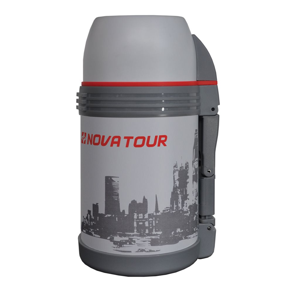Термос NOVA TOUR Биг Бэн, цвет: серый, красный, 1,5 л95913-910-00 Термос NOVA TOUR Биг Бэн, цвет: серый, красный, 1,5 л95913-910-00Современный и функциональный термос Nova Tour Биг Бэн с широким горлом выполнен из пищевой нержавеющей стали. Он имеет поворотный клапан (достаточно повернуть пробку на пол-оборота чтобы налить содержимое из термоса). Клапан дает возможность при наливании не открывать термос целиком для меньшего охлаждения содержимого. Складная пластмассовая рукоятка обеспечивает удобство наливания содержимого. Регулируемый ремешок для переноски термоса в комплекте. Крышку можно использовать в качестве чашки. Также термос имеет дополнительную пластиковую миску под крышкой термоса.