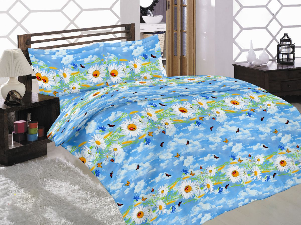 Комплект белья Liya Home Collection Облака, 2-спальный с евро простыней, наволочки 70x70391602 Комплект белья Liya Home Collection Облака, 2-спальный с евро простыней, наволочки 70x70391602Комплект белья Liya Home Collection Облака состоит из пододеяльника, простыни и двух наволочек. Изделия выполнены из хлопка (70%) и полиэстера (30%). Хлопок является классическим примером гигроскопичности, гигиеничности, натуральности и простоты. Сочетание его с полиэстером лишает ткань присущих хлопку недостатков. Изделия из хлопка с полиэстером не выгорают, не растягиваются, дольше используются. Постельное белье из хлопка с полиэстером имеет двукратную продолжительность эксплуатации, по сравнению с чистым хлопком, оно не мнется и сохнет очень быстро.