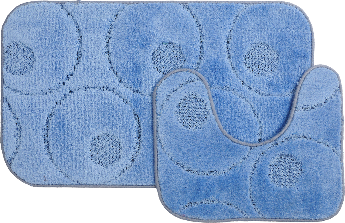 Набор ковриков для ванной MAC Carpet Рома. Круги, цвет: голубой, 50 х 80 см, 50 х 40 см, 2 штRG-D31S Набор ковриков для ванной MAC Carpet Рома. Круги, цвет: голубой, 50 х 80 см, 50 х 40 см, 2 штRG-D31SНабор MAC Carpet Рома. Круги, выполненный из полипропилена, состоит из двух ковриков для ванной комнаты, один из которых имеет вырез под унитаз. Противоскользящее основание изготовлено из термопластичной резины. Коврики мягкие и приятные на ощупь, отлично впитывают влагу и быстро сохнут. Высокая износостойкость ковриков и стойкость цвета позволит вам наслаждаться покупкой долгие годы. Можно стирать вручную или в стиральной машине на деликатном режиме при температуре 30°С.