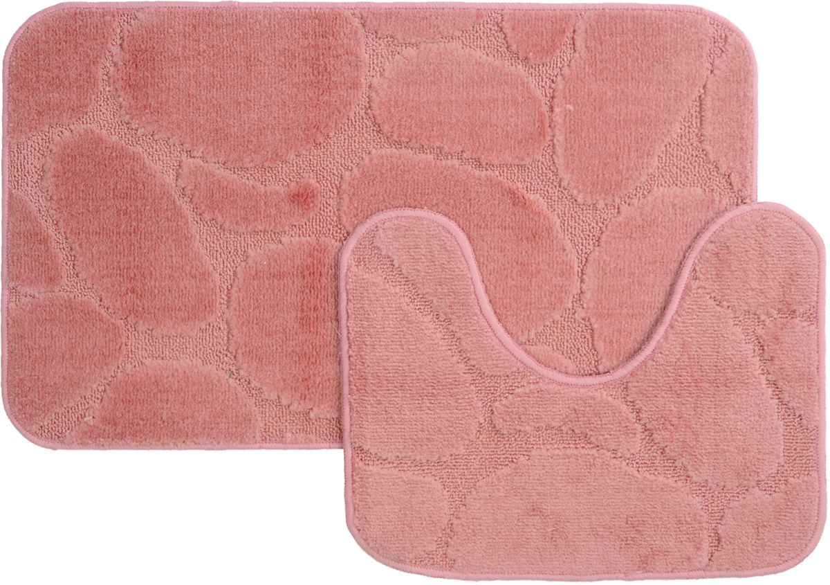 Набор ковриков для ванной MAC Carpet Рома. Камни, цвет: розовый, 50 х 80 см, 50 х 40 см, 2 шт4606400204268 Набор ковриков для ванной MAC Carpet Рома. Камни, цвет: розовый, 50 х 80 см, 50 х 40 см, 2 шт4606400204268Набор MAC Carpet Рома. Камни, выполненный из полипропилена, состоит из двух ковриков для ванной комнаты, один из которых имеет вырез под унитаз. Противоскользящее основание изготовлено из термопластичной резины. Коврики мягкие и приятные на ощупь, отлично впитывают влагу и быстро сохнут. Высокая износостойкость ковриков и стойкость цвета позволит вам наслаждаться покупкой долгие годы. Можно стирать вручную или в стиральной машине на деликатном режиме при температуре 30°С.