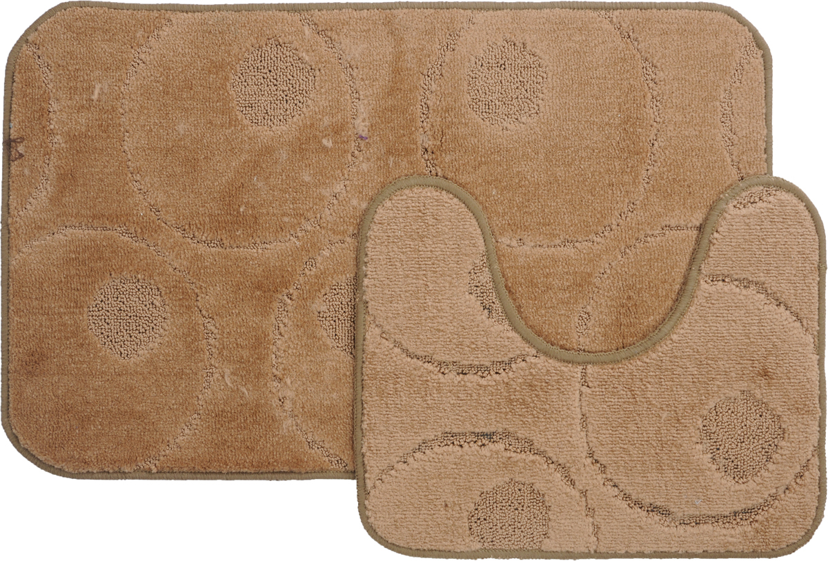 Набор ковриков для ванной MAC Carpet Рома. Круги, цвет: коричневый, 50 х 80 см, 50 х 40 см, 2 шт25051 7_желтый Набор ковриков для ванной MAC Carpet Рома. Круги, цвет: коричневый, 50 х 80 см, 50 х 40 см, 2 шт25051 7_желтыйНабор MAC Carpet Рома. Круги, выполненный из полипропилена, состоит из двух ковриков для ванной комнаты, один из которых имеет вырез под унитаз. Противоскользящее основание изготовлено из термопластичной резины. Коврики мягкие и приятные на ощупь, отлично впитывают влагу и быстро сохнут. Высокая износостойкость ковриков и стойкость цвета позволит вам наслаждаться покупкой долгие годы. Можно стирать вручную или в стиральной машине на деликатном режиме при температуре 30°С.