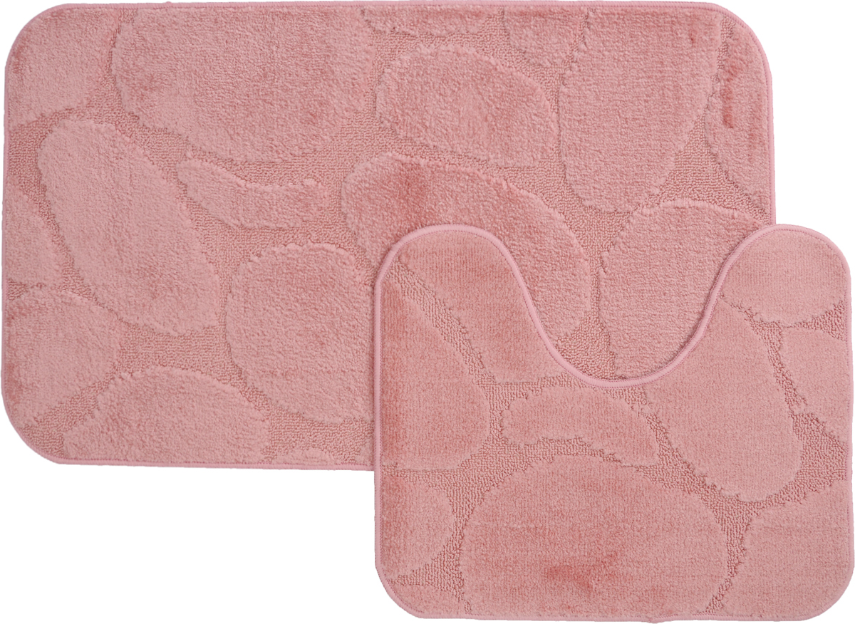 Набор ковриков для ванной MAC Carpet Рома. Камни, цвет: розовый, 60 х 100 см, 50 х 60 см, 2 шт391602 Набор ковриков для ванной MAC Carpet Рома. Камни, цвет: розовый, 60 х 100 см, 50 х 60 см, 2 шт391602Набор MAC Carpet Рома. Камни, выполненный из полипропилена, состоит из двух ковриков для ванной комнаты, один из которых имеет вырез под унитаз. Противоскользящее основание изготовлено из термопластичной резины. Коврики мягкие и приятные на ощупь, отлично впитывают влагу и быстро сохнут. Высокая износостойкость ковриков и стойкость цвета позволит вам наслаждаться покупкой долгие годы. Можно стирать вручную или в стиральной машине на деликатном режиме при температуре 30°С.