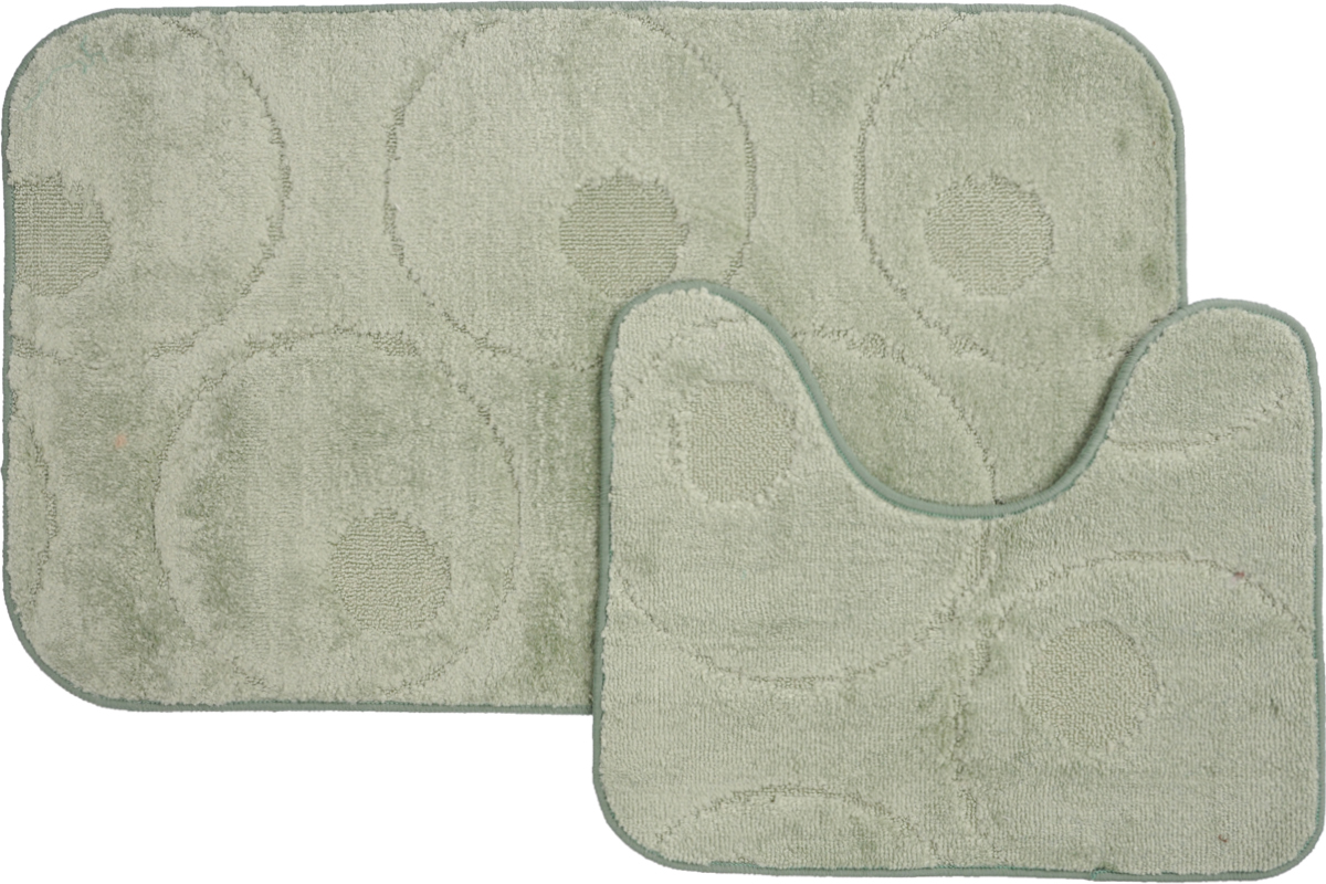 Набор ковриков для ванной MAC Carpet Рома. Круги, цвет: светло-зеленый, 60 х 100 см, 50 х 60 см, 2 штRG-D31S Набор ковриков для ванной MAC Carpet Рома. Круги, цвет: светло-зеленый, 60 х 100 см, 50 х 60 см, 2 штRG-D31SНабор MAC Carpet Рома. Круги, выполненный из полипропилена, состоит из двух ковриков для ванной комнаты, один из которых имеет вырез под унитаз. Противоскользящее основание изготовлено из термопластичной резины. Коврики мягкие и приятные на ощупь, отлично впитывают влагу и быстро сохнут. Высокая износостойкость ковриков и стойкость цвета позволит вам наслаждаться покупкой долгие годы. Можно стирать вручную или в стиральной машине на деликатном режиме при температуре 30°С.