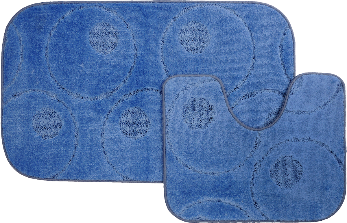 Набор ковриков для ванной MAC Carpet Рома. Круги, цвет: синий, 60 х 100 см, 50 х 60 см, 2 шт21799 Набор ковриков для ванной MAC Carpet Рома. Круги, цвет: синий, 60 х 100 см, 50 х 60 см, 2 шт21799Набор MAC Carpet Рома. Круги, выполненный из полипропилена, состоит из двух ковриков для ванной комнаты, один из которых имеет вырез под унитаз. Противоскользящее основание изготовлено из термопластичной резины. Коврики мягкие и приятные на ощупь, отлично впитывают влагу и быстро сохнут. Высокая износостойкость ковриков и стойкость цвета позволит вам наслаждаться покупкой долгие годы. Можно стирать вручную или в стиральной машине на деликатном режиме при температуре 30°С.