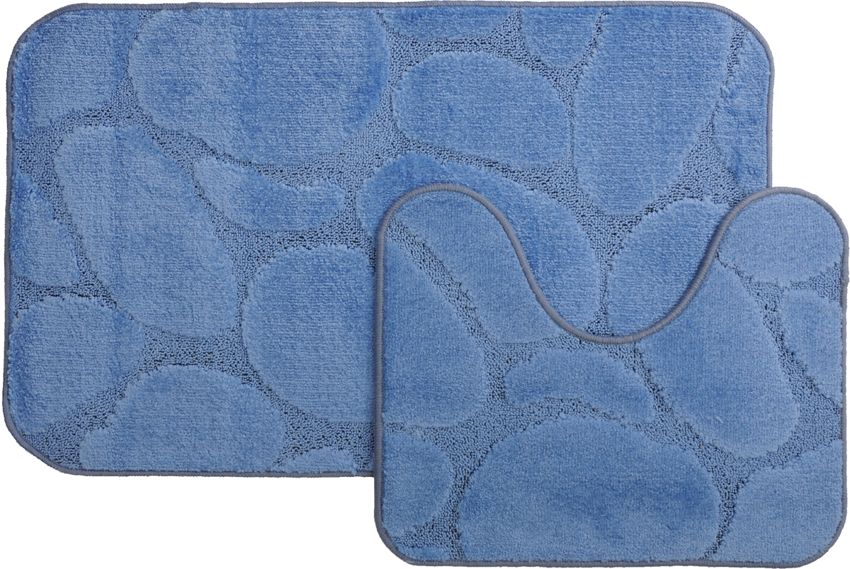 Набор ковриков для ванной MAC Carpet Рома. Камни, цвет: синий, 60 х 100 см, 50 х 60 см, 2 шт4606400204268 Набор ковриков для ванной MAC Carpet Рома. Камни, цвет: синий, 60 х 100 см, 50 х 60 см, 2 шт4606400204268Набор MAC Carpet Рома. Камни, выполненный из полипропилена, состоит из двух ковриков для ванной комнаты, один из которых имеет вырез под унитаз. Противоскользящее основание изготовлено из термопластичной резины. Коврики мягкие и приятные на ощупь, отлично впитывают влагу и быстро сохнут. Высокая износостойкость ковриков и стойкость цвета позволит вам наслаждаться покупкой долгие годы. Можно стирать вручную или в стиральной машине на деликатном режиме при температуре 30°С.