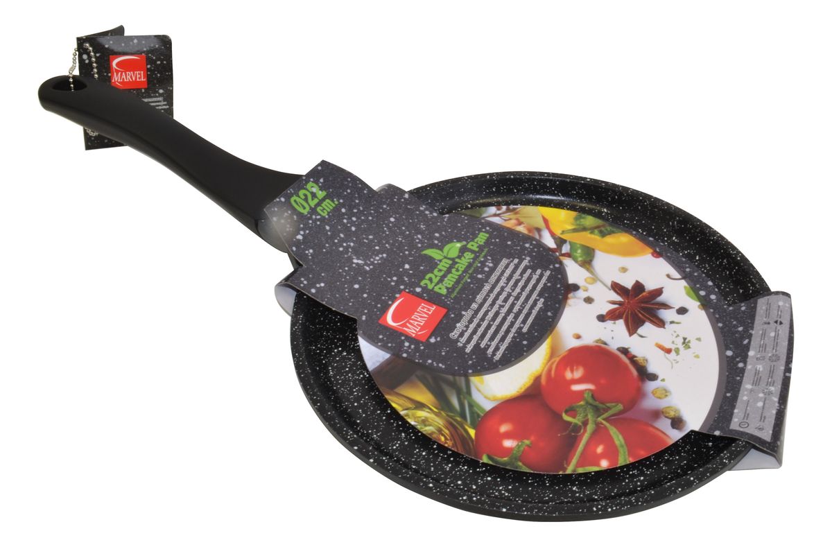 Блинница Marvel Greblon Non-Stick, с антипригарным покрытием. Диаметр 22 см94672 Блинница Marvel Greblon Non-Stick, с антипригарным покрытием. Диаметр 22 см94672Блинница Marvel Greblon Non-Stick изготовлена из алюминия с антипригарным покрытием. Изделие идеально подходит для приготовления пищи с минимальным количеством масла и жиров, пища не пригорает и не прилипает к стенкам и дну посуды. Ручка удобной формы выполнена из полиамида. Специальная форма сковороды идеальна для жарки оладьев, блинов и яичницы.