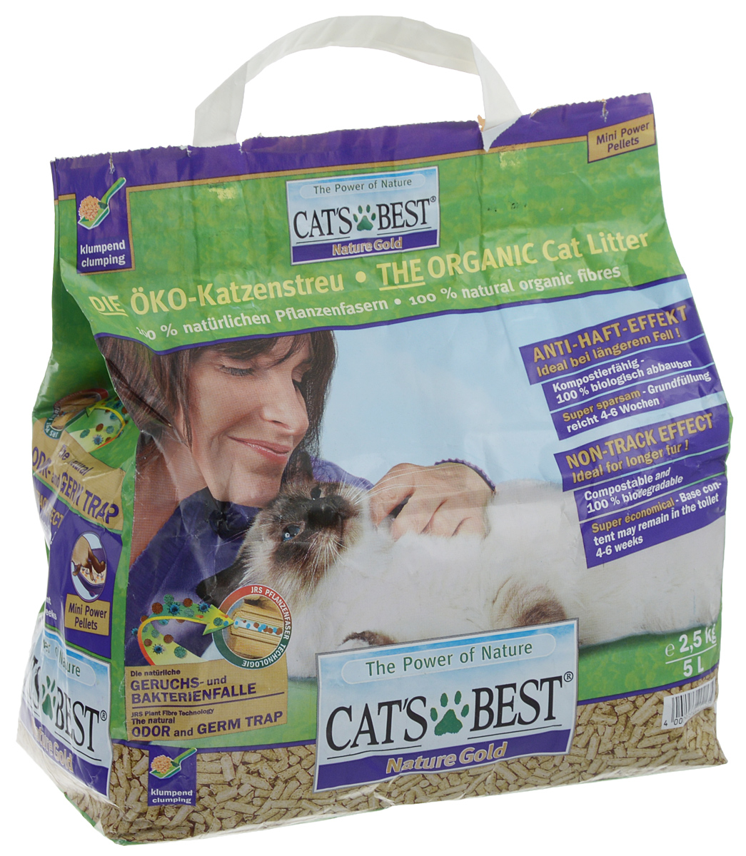 Наполнитель для кошачьего туалета Cats Best Nature Gold, древесный, 5 л0120710 Наполнитель для кошачьего туалета Cats Best Nature Gold, древесный, 5 л0120710Наполнитель для кошачьего туалета Cats Best Nature Gold великолепно комкуется и утилизируется в городскую канализационную сеть. Натуральная составляющая наполнителя обеспечивает высокую впитываемость и исключительную нейтрализацию запаха. Экологически чистый, 100%-биоразлагаемый продукт, не пылит. Благодаря крупному размеру гранул, наполнитель меньше выносится из лотка.Состав: хвойная древесина.Товар сертифицирован.