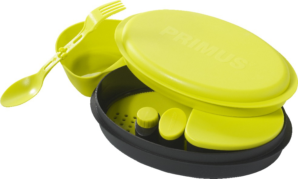 Набор посуды Primus Meal Set, цвет: желтый, 8 предметов737854 Набор посуды Primus Meal Set, цвет: желтый, 8 предметов737854Набор посуды Primus Meal Set включает в себя все необходимое: 2 контейнера для еды, баночка для специй, баночка для жидкостей, разделочная доска, сочетающая в себе дуршлаг, терку и нож, складная ложка-вилка. Этот набор необходим каждому, кто собирается в поход, небольшой отдых за городом или пикник в парке.