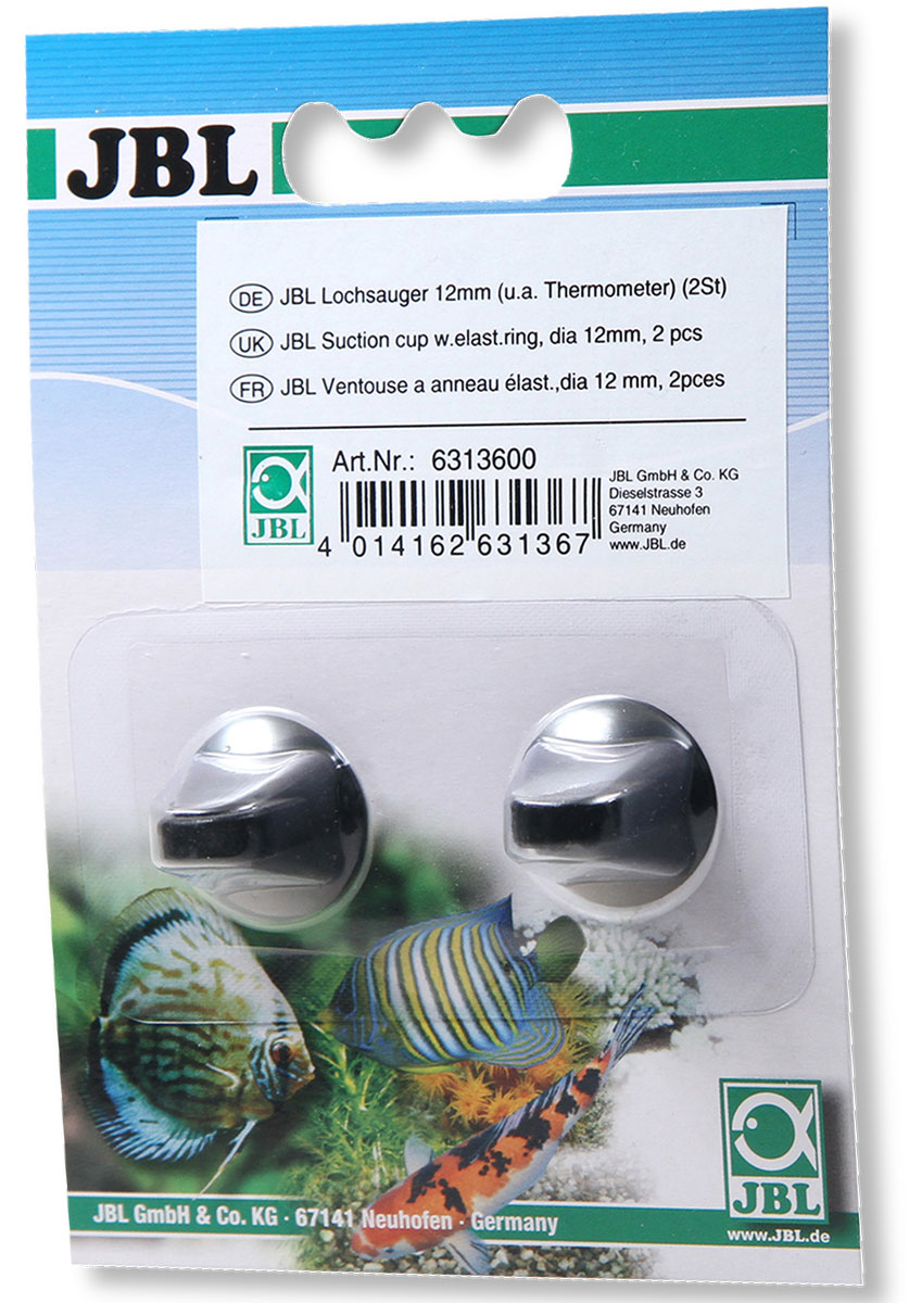 Присоски JBL LochSauger, диаметр 12 мм, 2 шт0120710 Присоски JBL LochSauger, диаметр 12 мм, 2 шт0120710Присоски JBL LochSauger выполнены из высококачественной резины оснащены сверхпрочными клипсами. Предназначены для объектов диаметром 11-12 мм (например, термометр). Количество: 2 шт. Размер присоски: 2,4 х 2,4 х 1,8 см.