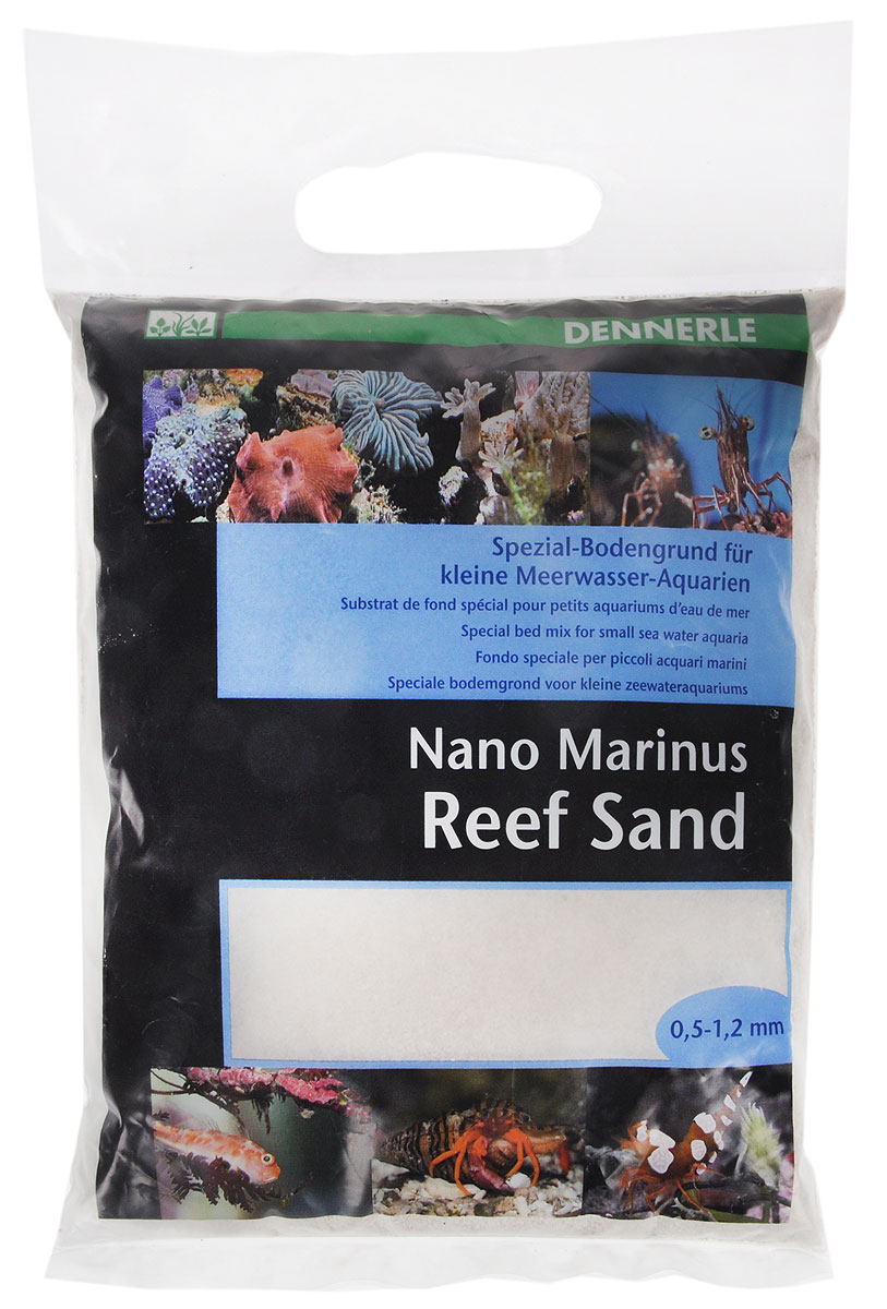 Грунт донный для аквариума Dennerle Nano ReefSand, специальный, 0,5-1,2 мм, 2 кг0120710 Грунт донный для аквариума Dennerle Nano ReefSand, специальный, 0,5-1,2 мм, 2 кг0120710Специальный грунт Dennerle Nano ReefSand предназначен специально для оформления небольших морских аквариумов. Изделие готово к применению. Не содержит вредных веществ, не выделяет фосфаты и нитраты.Грунт идеален для креветок, раков, бычков, трубчатых червей, морских анемон, улиток.Грунт порадует начинающих любителей природы и самых придирчивых дизайнеров, стремящихся к созданию нового, оригинального. Такая декорация придутся по вкусу и обитателям аквариумов и террариумов, которые еще больше приблизятся к природной среде обитания.Фракция: 0,5-1,2 мм.Вес: 2 кг.
