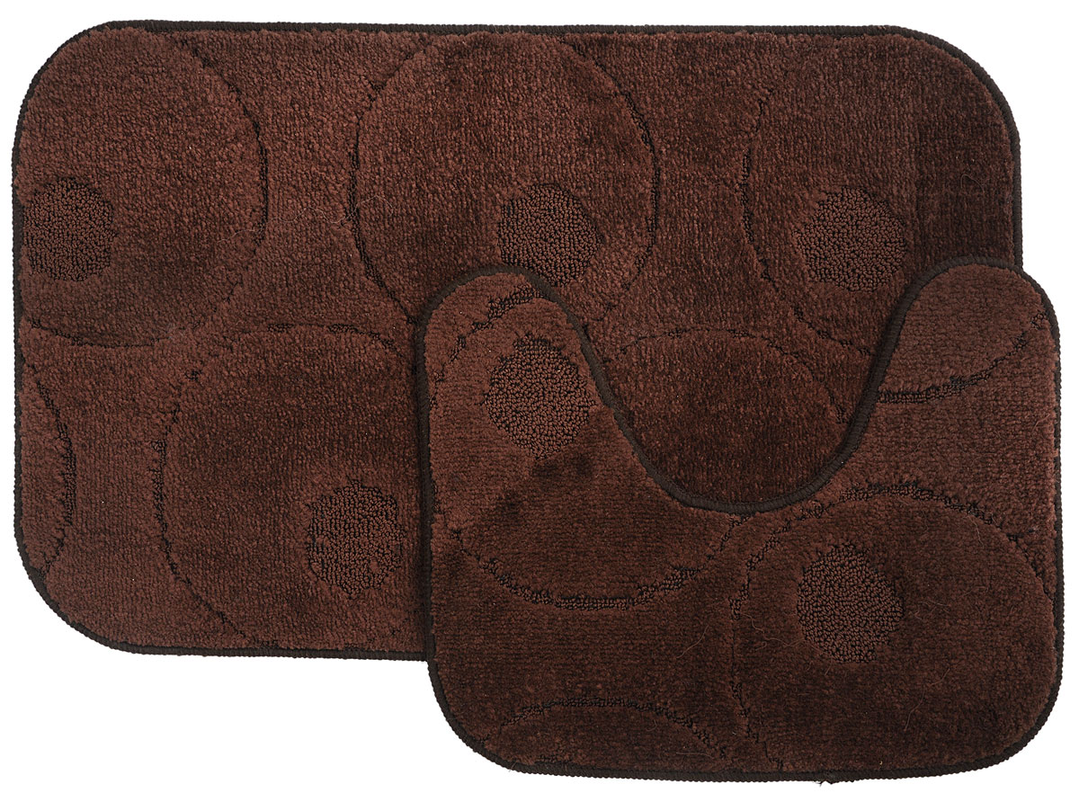 Набор ковриков для ванной MAC Carpet Рома. Круги, цвет: темно-коричневый, 50 х 80 см, 50 х 40 см, 2 шт68/5/3 Набор ковриков для ванной MAC Carpet Рома. Круги, цвет: темно-коричневый, 50 х 80 см, 50 х 40 см, 2 шт68/5/3Набор MAC Carpet Рома. Круги, выполненный из полипропилена, состоит из двух ковриков для ванной комнаты, один из которых имеет вырез под унитаз. Противоскользящее основание изготовлено из термопластичной резины. Коврики мягкие и приятные на ощупь, отлично впитывают влагу и быстро сохнут. Высокая износостойкость ковриков и стойкость цвета позволит вам наслаждаться покупкой долгие годы. Можно стирать вручную или в стиральной машине на деликатном режиме при температуре 30°С.