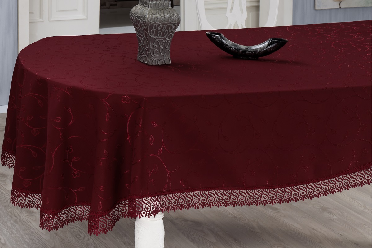 Скатерть Evdy Kdk, квадратная, цвет: бордовый, 160 х 160 см3112651140 Скатерть Evdy Kdk, квадратная, цвет: бордовый, 160 х 160 см3112651140Квадратная скатерть Evdy Kdk выполнена из высококачественного полиэстера и оформлена изящным цветочным узором, края оснащены фестонами. Использование такой скатерти сделает застолье торжественным, поднимет настроение гостей и приятно удивит их вашим изысканным вкусом. Также вы можете использовать эту скатерть для повседневной трапезы, превратив каждый прием пищи в волшебный праздник и веселье. Это текстильное изделие станет изысканным украшением вашего дома!