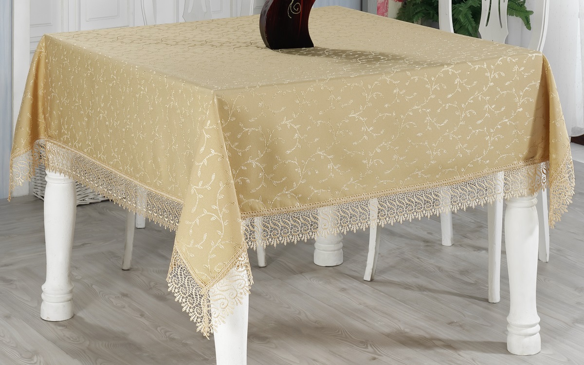 Скатерть Evdy Kdk, квадратная, цвет: бежевый, 160 х 160 см. 869/CHAR004VT-1520(SR) Скатерть Evdy Kdk, квадратная, цвет: бежевый, 160 х 160 см. 869/CHAR004VT-1520(SR)Квадратная скатерть Evdy Kdk выполнена из высококачественного полиэстера и оформлена изящным узором, края оснащены фестонами. Использование такой скатерти сделает застолье торжественным, поднимет настроение гостей и приятно удивит их вашим изысканным вкусом. Также вы можете использовать эту скатерть для повседневной трапезы, превратив каждый прием пищи в волшебный праздник и веселье. Это текстильное изделие станет изысканным украшением вашего дома!