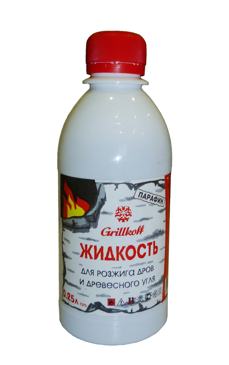 Жидкость для розжига дров и древесного угля Grillkoff Парафин, 250 млWRA523700 Жидкость для розжига дров и древесного угля Grillkoff Парафин, 250 млWRA523700Жидкость для розжига дров и древесного угля, 0.25 л Спокойное загорание и равномерное горение парафина обеспечивает безопасное применение жидкости для розжига. Жидкость для розжига на основе жидких парафинов не токсична, не ядовита, не канцерогенна, не имеет резкой вспышки при зажигании в отличие от жидкостей для розжига на основе смесей углеводородов, не меняет вкус приготавливаемых продуктов.