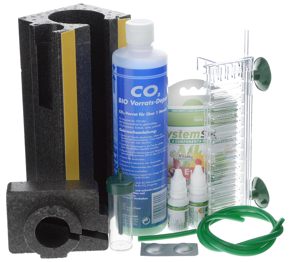 Установка в аквариум Dennerle BIO 120 CO2 Profi KomplettSet, для подачи СО20120710 Установка в аквариум Dennerle BIO 120 CO2 Profi KomplettSet, для подачи СО20120710Установка в аквариум Dennerle BIO 120 CO2 Profi KomplettSetпредназначена для подачи СО2 в аквариум. Подходит для аквариумов объемов до 120 л. Комплект включает в себя:- Реакционный баллон для производства СО2 сконтролируемым гелем;- Стартовая капсула;- Термоконтейнер;- Реактор СО2 Dennerle Micro-Flipper;- Шланг для CO2;- Счетчик пузырьков;- Комплекс удобрений Dennerle PerfectPlant.