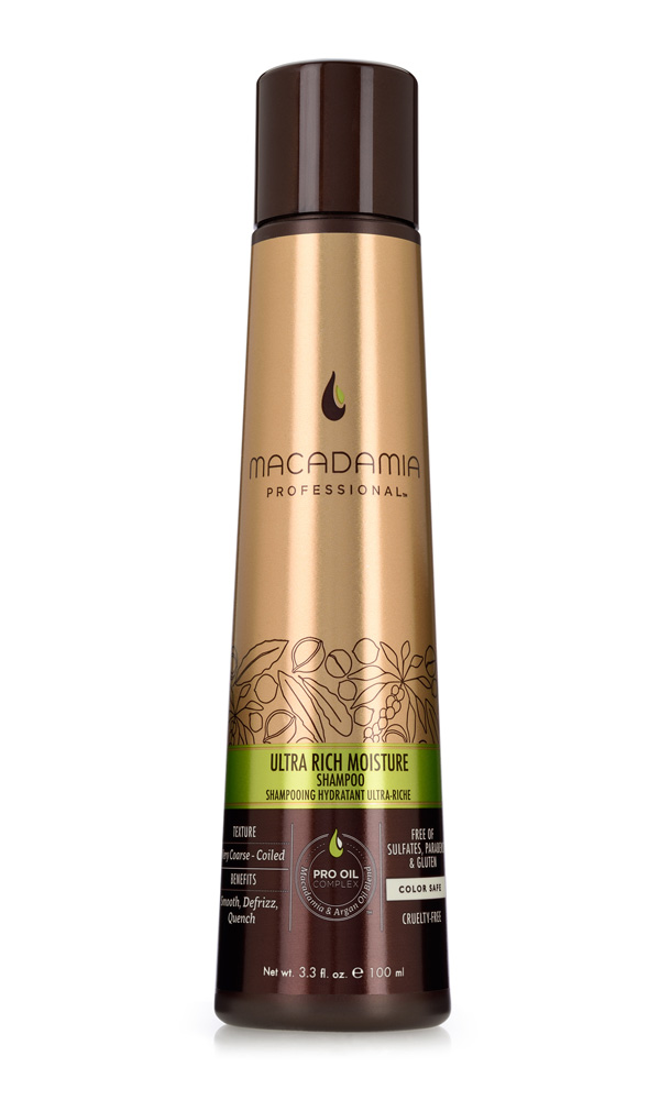Macadamia Professional Шампунь увлажняющий для жестких волос, 100 млA9028428 Macadamia Professional Шампунь увлажняющий для жестких волос, 100 млA9028428Шампунь Macadamia Professional обеспечивает глубокое увлажнение волос и кожи головы благодаря сочетанию эксклюзивного комплекса Pro Oil Complex, масел авокадо и монгонго. Убирает эффект пушистости, делает волосы мягкими. Содержит UVA/UVB фильтры, сохраняя цвет окрашенных волос. Защищает волосы от неблагоприятных факторов окружающей среды.