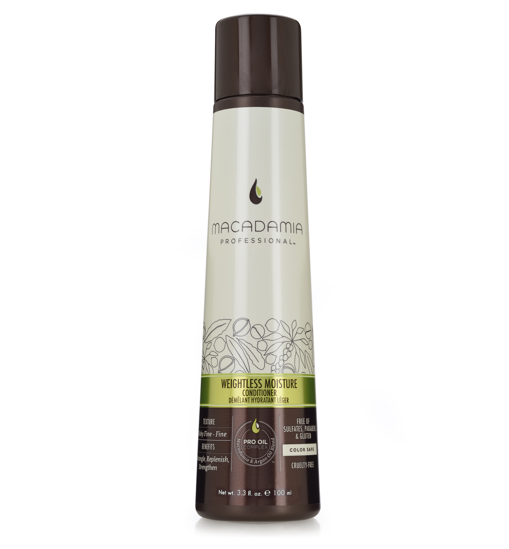 Macadamia Professional Кондиционер увлажняющий для тонких волос, 100 млTEO 4707 Macadamia Professional Кондиционер увлажняющий для тонких волос, 100 млTEO 4707Ультра легкая формула кондиционера Macadamia Professional не утяжеляет тонкие волосы. Эксклюзивный комплекс Pro Oil Complex с маслами макадамии и арганы придает гладкость, плотность и объем тонким волосам. Насыщен питательными маслами авокадо, грецкого ореха, обеспечивает шелковистость, мягкость, блеск и защиту от негативного действия УФ-лучей. Сочетание коллагена и витаминов А, С и Е придает волосам прочность.