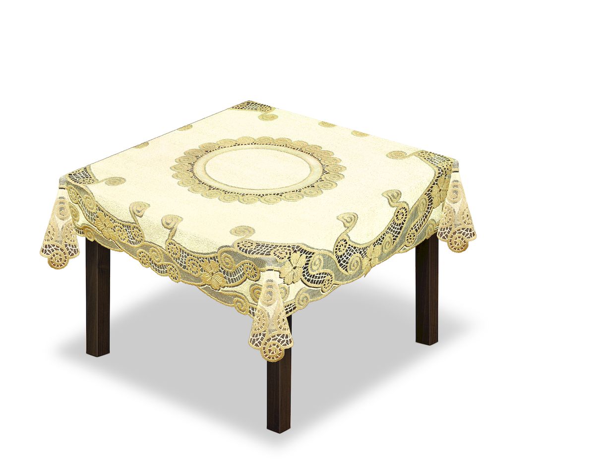 Скатерть Haft, квадратная, цвет: кремовый, золотистый, 150 x 150 см. 2303383121194140 Скатерть Haft, квадратная, цвет: кремовый, золотистый, 150 x 150 см. 2303383121194140Великолепная скатерть Haft, выполненная из полиэстера, органично впишется в интерьер любого помещения, а оригинальный дизайн удовлетворит даже самый изысканный вкус.Скатерть Haft создаст праздничное настроение и станет прекрасным дополнением интерьера гостиной, кухни или столовой.