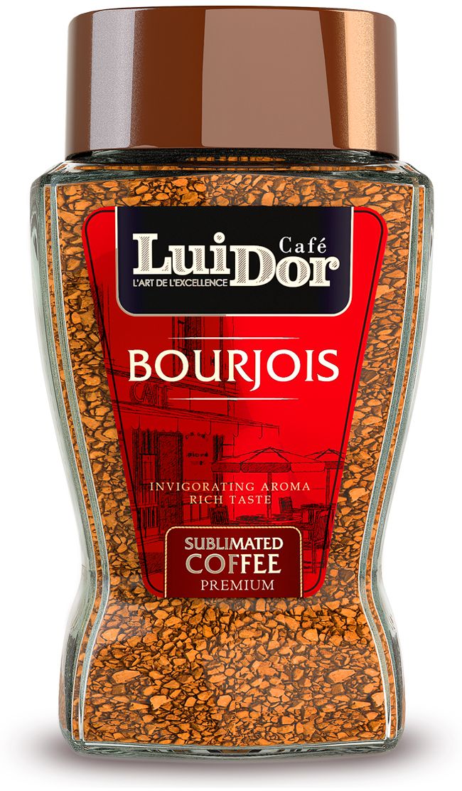 Luidor Bourgois кофе растворимый сублимированный, 95 г0120710 Luidor Bourgois кофе растворимый сублимированный, 95 г0120710Кофе LUIDOR Bourjois обладает сбалансированным купажом бразильской арабики Santos и мексиканской робусты.