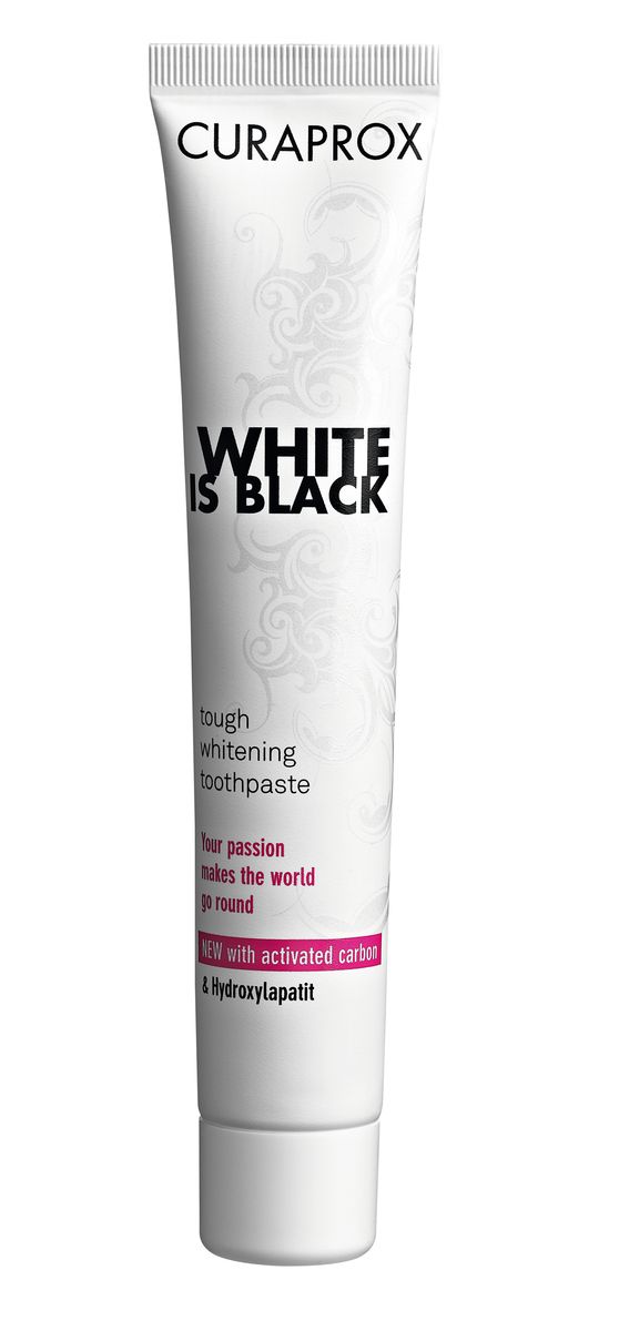 Curaprox White Is Black Отбеливающая зубная паста, 90 мл, вкус мяты129936 Curaprox White Is Black Отбеливающая зубная паста, 90 мл, вкус мяты129936Активированный уголь поглощает вещества, которые вызывают изменение цвета зубов, в то время как гидроксиапатит укрепляет эмаль и делает зубы белоснежными. Ферменты усиливают защитные свойства слюны. Двойная защита от кариеса благодаря фторидам натрия. Зубная паста имеет вкус лайма. Противопоказания: не выявлено. Индекс абразивности RDA: 50. Номинальное количество: 90 мл.