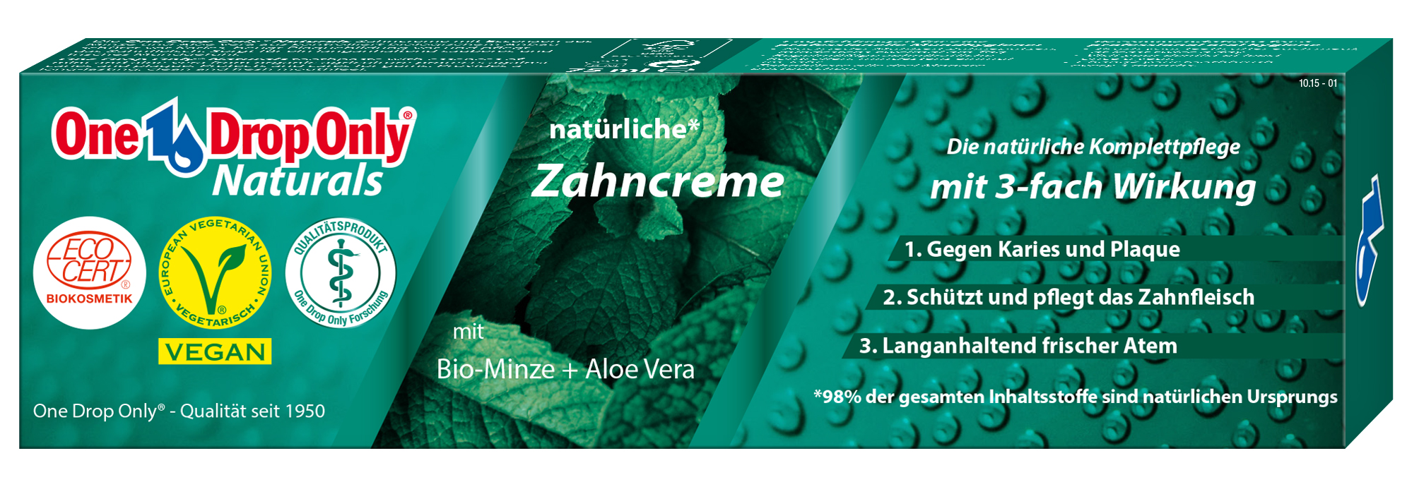 One Drop Only Effektiv Зубная паста Naturals с био-мятой + алоэ вера, 98% натурального сырья 75mlGA1150400 One Drop Only Effektiv Зубная паста Naturals с био-мятой + алоэ вера, 98% натурального сырья 75mlGA1150400Зубная паста Naturals с био-мятой + алоэ вера, 98% натурального сырья