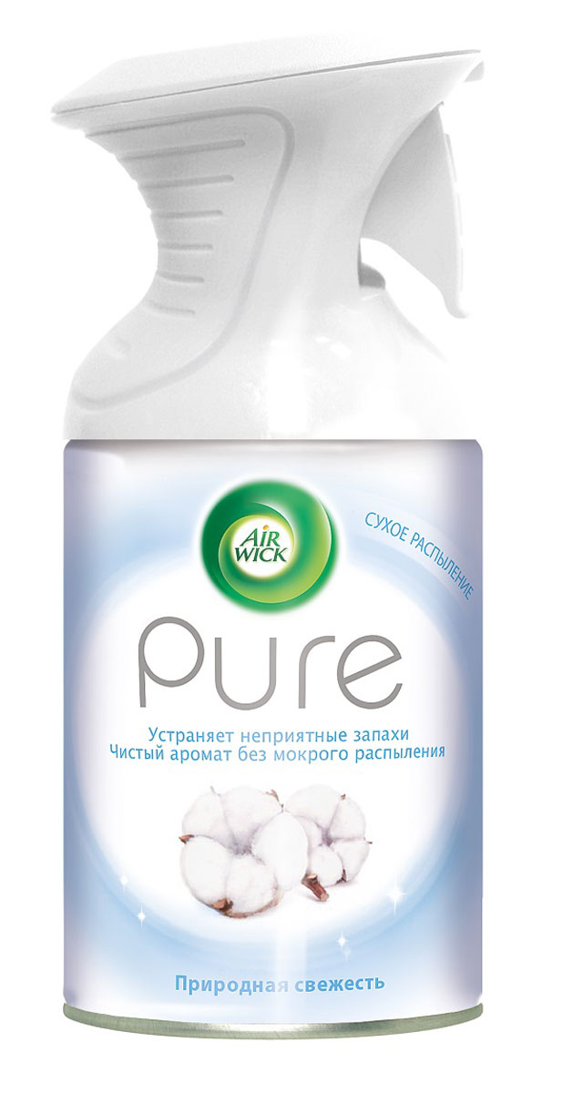 Освежитель воздуха AirWick Pure, природная свежесть, 250 мл68/5/3 Освежитель воздуха AirWick Pure, природная свежесть, 250 мл68/5/3Новый освежитель воздуха Air Wick Pure не содержит воды и эффективно устраняет неприятные запахи без мокрого распыления. Используйте освежители воздуха Air Wick Pure в каждой комнате, наполняя ваш дом свежими и приятными ароматами. Инструкция по использованию: держа баллон регулярно, нажать на курок до упора и распылить аэрозоль от себя к центру комнаты. Внимание! Прочитать внимательно этикетку перед использованием. Хранить в недоступном для детей и животных месте. Использовать с осторожностью при повышенной чувствительности к парфюмерным отдушкам. Освежители воздуха не являются заменой надлежащих мер гигиены. Использовать только в хорошо проветриваемых помещениях. Меры предосторожности: баллон находится под давлением. При нагревании возможен разрыв баллона. Предохранять от воздействия прямых солнечных лучей и нагревания выше 50 градусов. Огнеопасно! Не распылять вблизи открытого огня, раскаленных предметов, тепла или включенного электрооборудования. Не курить. Срок годности: 24 месяца.