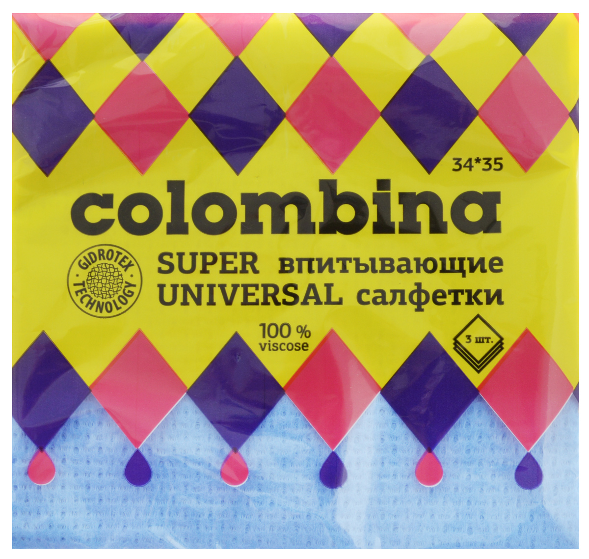 Набор салфеток Colombina Universal, супервпитывающие, цвет: голубой, 34 х 35 см, 3 шт97526 Набор салфеток Colombina Universal, супервпитывающие, цвет: голубой, 34 х 35 см, 3 шт97526Салфетки Colombina Universal состоят из 100% вискозы без добавления синтетики. Изделия предназначены для сухой и влажной уборки. Отлично впитывают жидкости, жиры, масла. Пригодны для многоразового использования, долговечны, не оставляют следов и ворсинок. Приятные на ощупь, не вызывают раздражения и гипоаллергенны. Размер салфетки: 34 х 35 см.