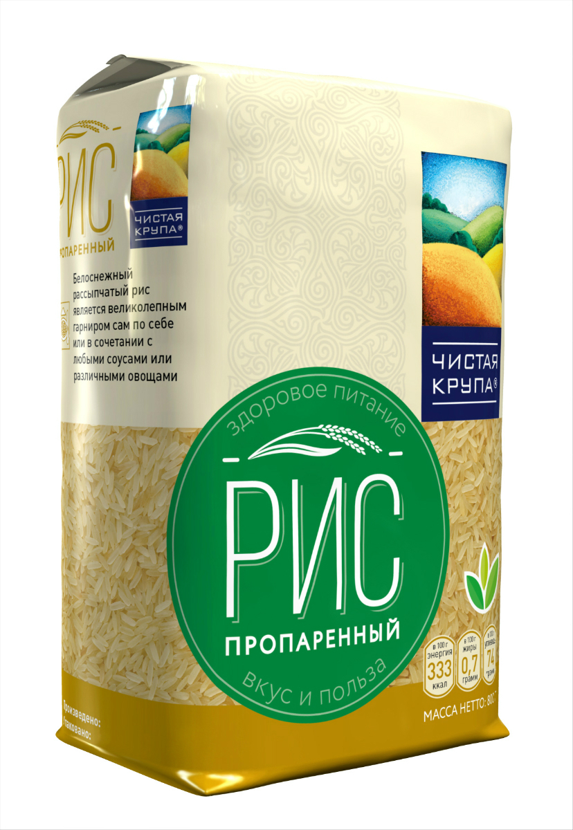 Чистая Крупа рис пропаренный, 800 г0120710 Чистая Крупа рис пропаренный, 800 г0120710Рис – основа здорового питания! Польза риса обусловлена его составом, основную часть которого составляют сложные углеводы (до 80%), примерно 8% в составе риса занимают белковые соединения (восемь важнейших для человеческого организма аминокислот). Рис также является источником витаминов группы В (В1, В2, В3, В6), которые незаменимы для нервной системы человека. Рис идеально сочетается с рыбой, мясом, фруктами и овощами. Рецепты просты, блюда легко готовятся и приносят массу пользы здоровью!