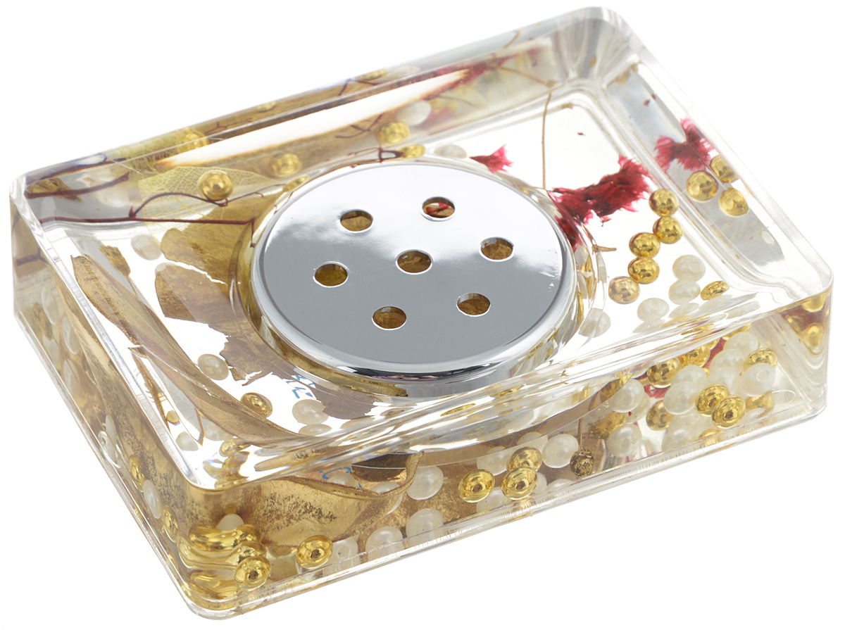 Мыльница Vanstore Gold Leaf, цвет: золотистый, 14 х 9,5 х 3,5 см531-105 Мыльница Vanstore Gold Leaf, цвет: золотистый, 14 х 9,5 х 3,5 см531-105Оригинальная мыльница Vanstore Gold Leaf, изготовленная из прозрачного пластика, отлично подойдет для вашей ванной комнаты. Внутри мыльницы гелиевый наполнитель с золотистыми и белыми бусинами, листочками и веточками.Такая мыльница создаст особую атмосферу уюта и максимального комфорта в ванной.Размер мыльницы: 14 х 9,5 х 3,5 см.