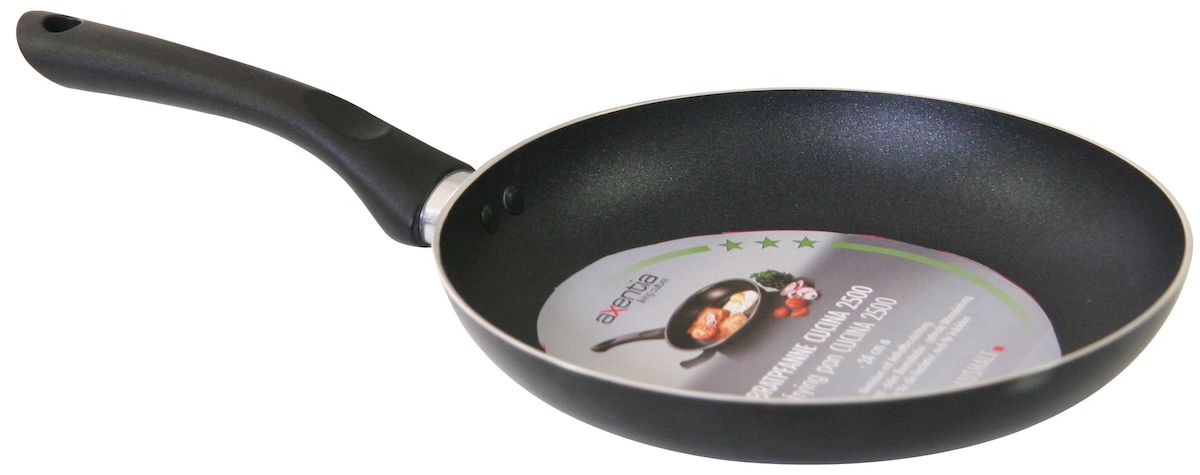 Сковорода Axentia Cucina 2500, с антипригарным покрытием. Диаметр 24 смFS-80418 Сковорода Axentia Cucina 2500, с антипригарным покрытием. Диаметр 24 смFS-80418Сковорода Axentia Cucina 2500 изготовлено из толстого алюминия c высококачественным антипригарным покрытием ILAG - известный швейцарский производитель первоклассных антипригарных покрытий, который использует в своем производстве высококачественные и экологически чистые материалы. Высокие технологии позволили сделать покрытие чрезвычайно устойчивым к нагреву и различного рода повреждениям. Оно не требует использования большого количества жиров в процессе приготовления блюд, является совершенно безопасным для здоровья человека и не нуждается в особом уходе.Все покрытия, предлагаемые ILAG, проходят необходимые лабораторные тесты и характеризуются высочайшим качеством, которое достигается за счет современных технологий.Ручка из термопластика обеспечивает надежный и удобный хват.Подходит для всех типов плит и варочных панелей, в том числе индукционных. Можно мыть в посудомоечной машине.Диаметр сковороды: 24 см.