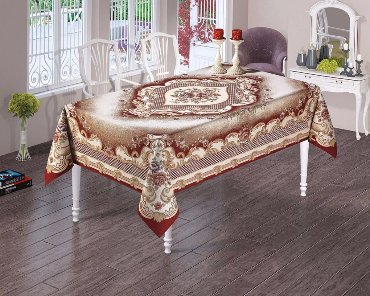 Скатерть Рапира Затея, прямоугольная, 160 х 260 смVT-1520(SR) Скатерть Рапира Затея, прямоугольная, 160 х 260 смVT-1520(SR)Добротные и красивые скатерти из гобелена вновь вернулись в интерьерную моду, как только люди устали от однотипности лаконично оформленных пространств и захотели подлинного уюта и домашнего тепла. Нарядная, хорошо драпируемая скатерть Рапира прямоугольной формы из 100%полиэфира.