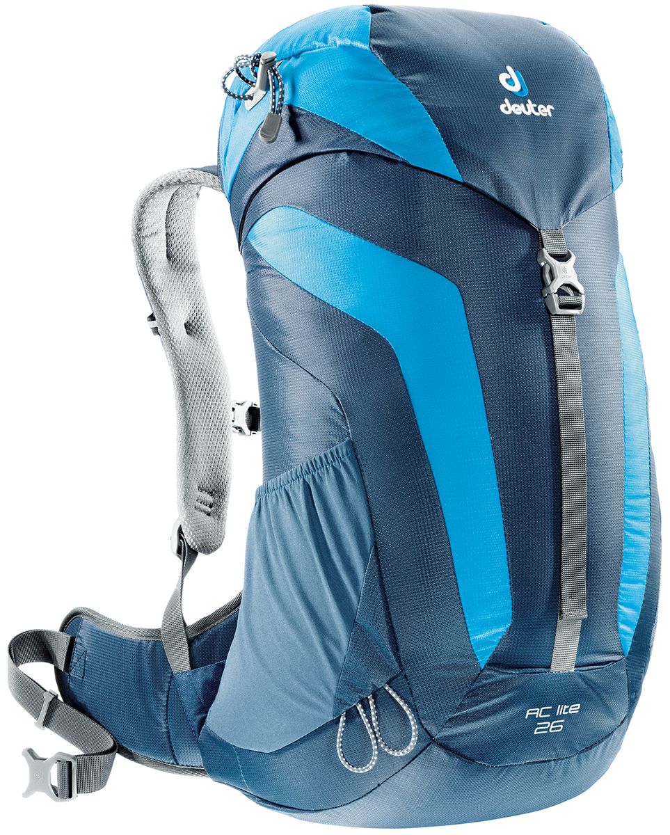 Рюкзак туристический Deuter AC Lite, цвет: синий, голубой, 26 л3420316_3306 Рюкзак туристический Deuter AC Lite, цвет: синий, голубой, 26 л3420316_3306Компактный, спортивный рюкзак идеально подходит для людей, предпочитающих пешие прогулки. Система подвески AirComfort с великолепной вентиляцией и легкие материалы в конструкции делают рюкзак настолько удобными, что вы забудете, что у вас за спиной рюкзак.Особенности: - система Aircomfort; - анатомические мягкие плечевые лямки; - карман в верхнем клапане; - внутренние карманы на молниях; - практичный замок на клапане; - петли для трекинговых палок; - боковые эластичные карманы; - совместимость с питьевой системой;- съёмный чехол от дождя;- светоотражающий принт.Размеры рюкзака: 54 х 30 х 18 см.