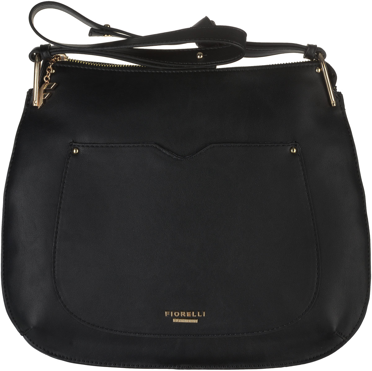 Сумка женская Fiorelli, цвет: черный. 8519 FHEQW-M710DB-1A1 Сумка женская Fiorelli, цвет: черный. 8519 FHEQW-M710DB-1A1Стильная сумка Fiorelli выполнена из гладкой экокожи и оформлена фирменной металлической пластинкой. На лицевой стороне расположен небольшой открытый накладной карман. На тыльной стороне находится вшитый карман на молнии. Сумка оснащена удобным плечевым ремнем, длина которого регулируется с помощью металлических болтов. Внутри расположено главное вместительное отделение, которое содержит четыре открытых накладных кармана для телефона и мелочей и один вшитый карман на молнии.