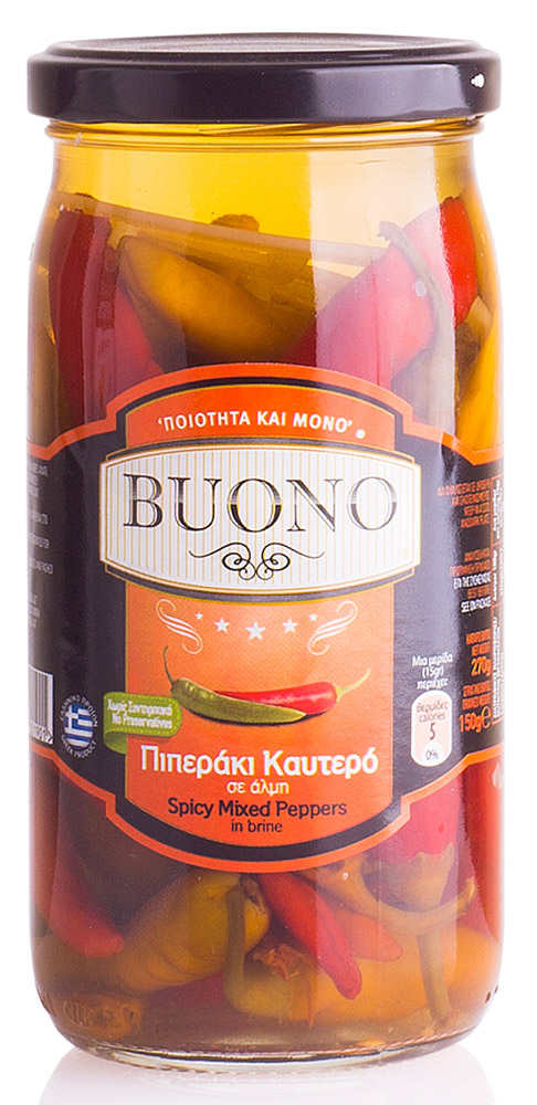 Buono Перец острый ассорти, 270 г0120710 Buono Перец острый ассорти, 270 г0120710Ассорти из острого греческого перчика Buono для любителей пикантных блюд.Его можно использовать как самостоятельную закуску или добавлять к мясу, в салаты и супы.Масса основного продукта 150 г.