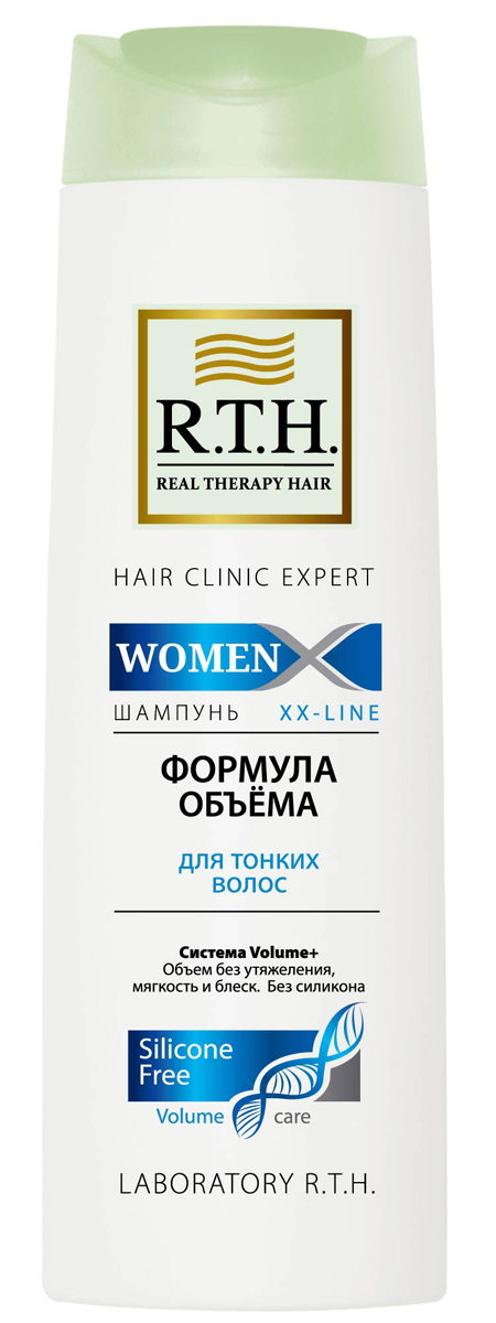 Шампунь R.T.H. Women Формула объемаMP59.4D Шампунь R.T.H. Women Формула объемаMP59.4DШампунь без силикона деликатно очищает и придает заметный объем. Система Volume+ укрепляет тонкие волосы, уплотняет волосы по всей длине, защищает их и облегчает укладку.